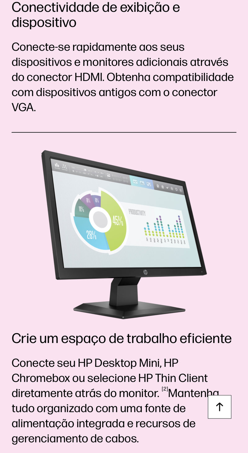 HP Pro Tower Desktop 290 G9 Core i5 4GB/1T HD, Monitor HP P204V 19.5 polegadas