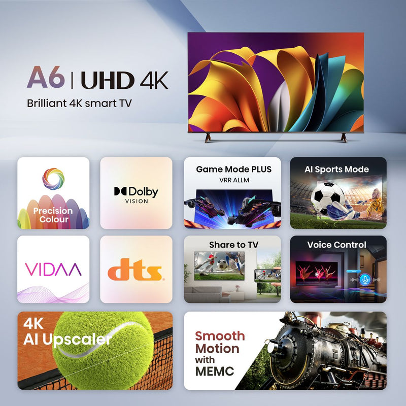 Hisense 50" A6N 4K Smart UHD TV com HDR e Dolby Vision