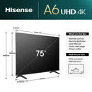 Hisense Smart TV A6N 4K UHD de 75" com HDR e Dolby Vision