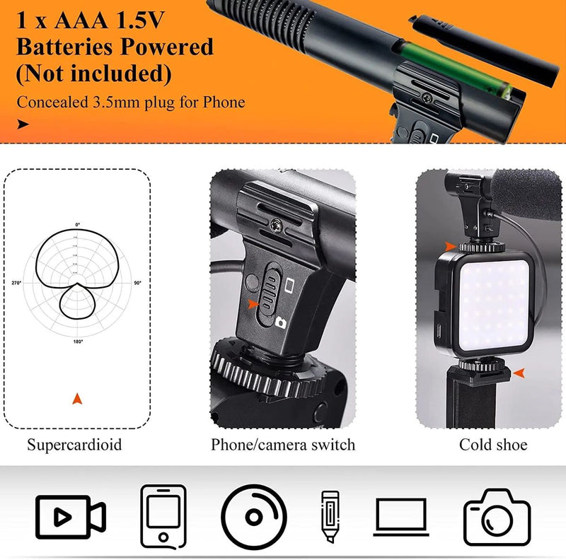 Kit de fabricação de vídeo para celular portátil com microfone