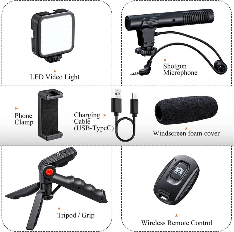 Kit de fabricação de vídeo para celular portátil com microfone