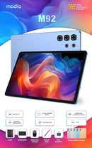 Tablet Android Modio M92, tela de 11 polegadas, Dual SIM, bateria de 10000mAh, 16+1TB de armazenamento, com teclado e mouse.