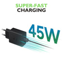Adaptador USB-C PD de 45 W, carregador super rápido para Samsung